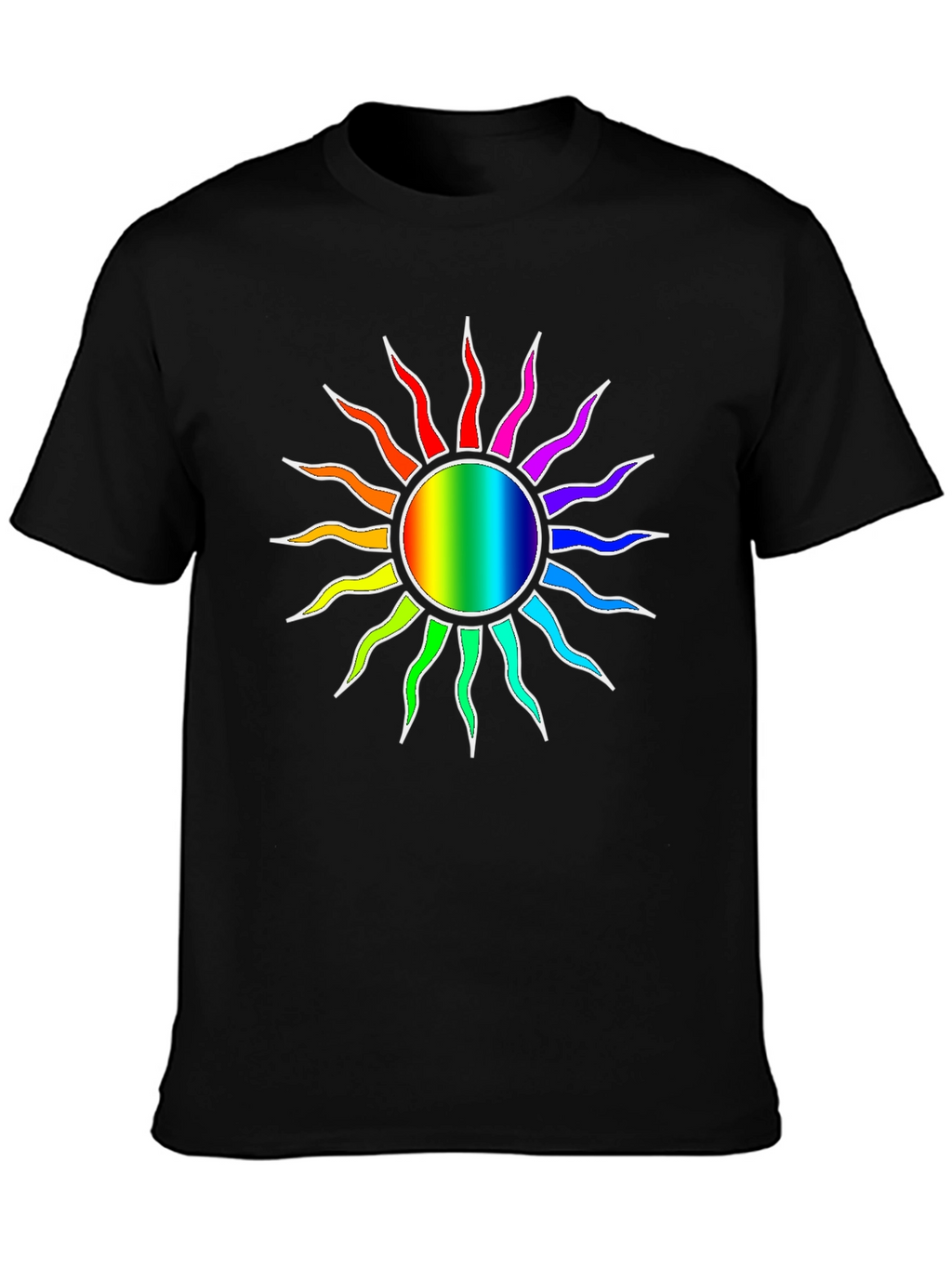 Rainbow Sun Graphic Black T-Shirt
