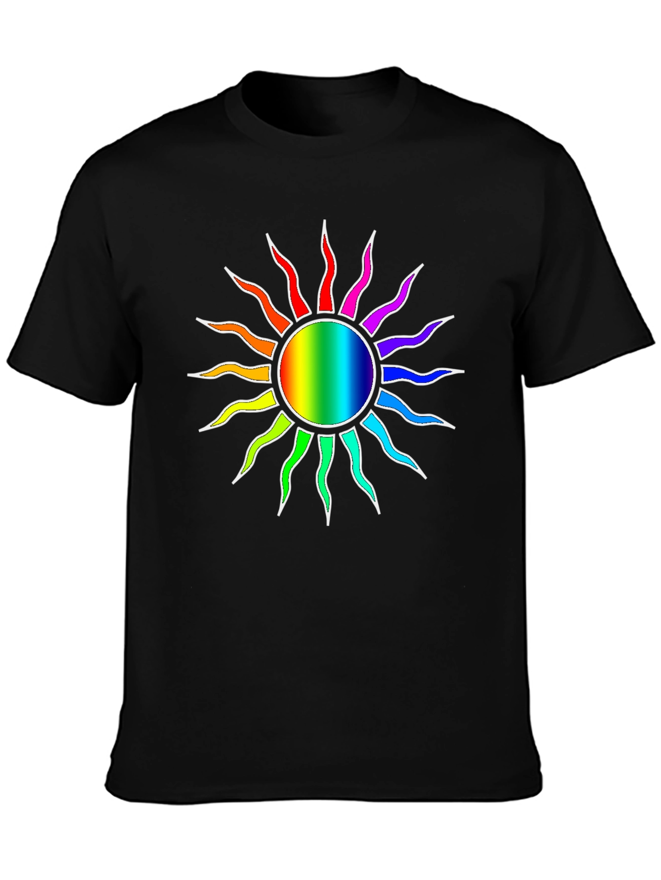 Rainbow Sun Graphic Black T-Shirt