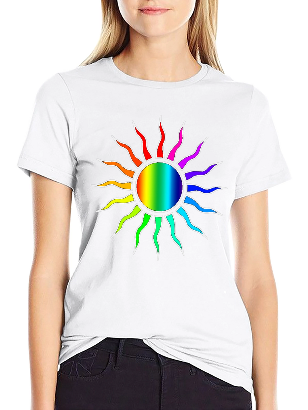 Rainbow Sun Graphic Black T-Shirt