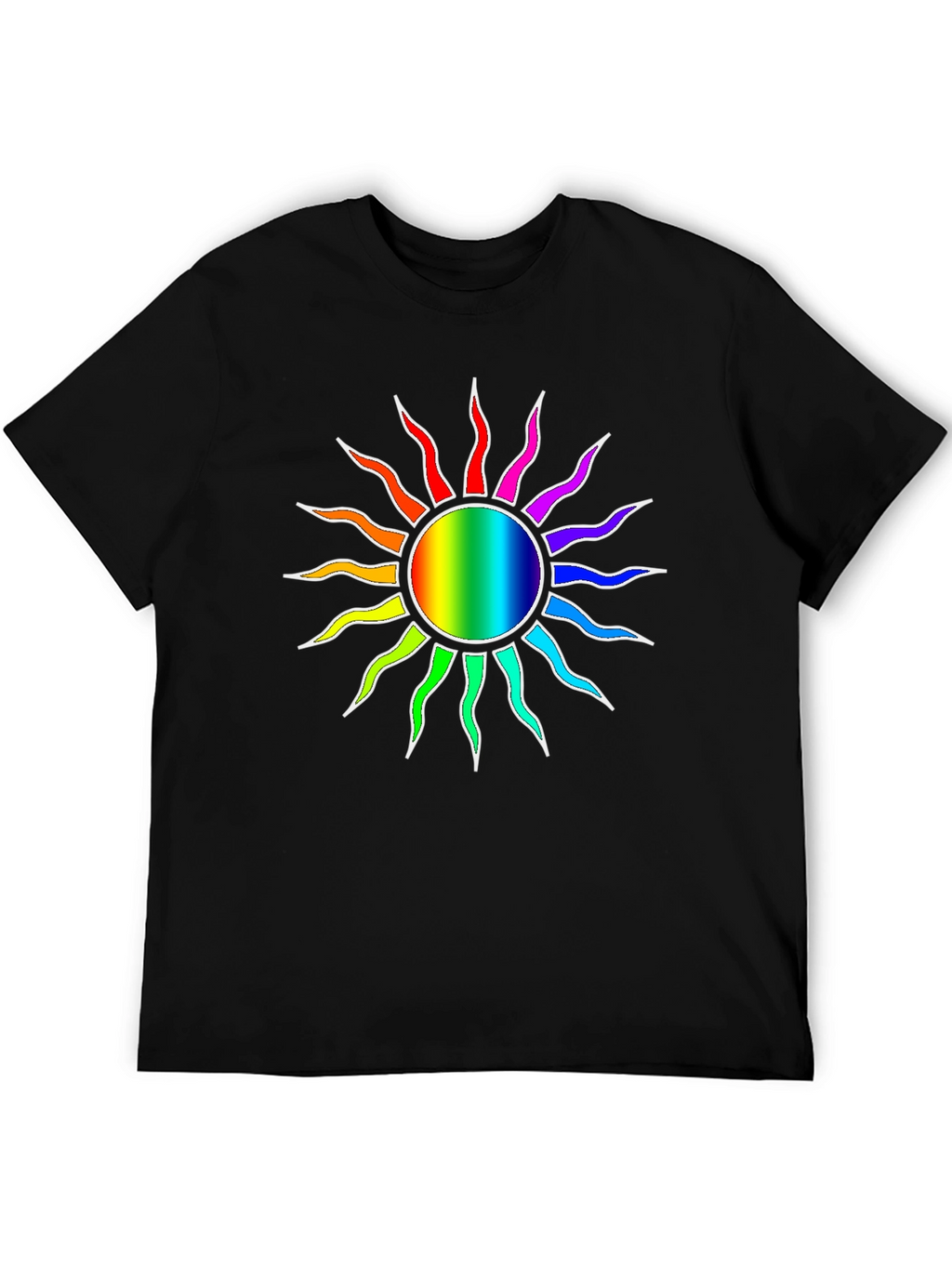 Rainbow Sun Graphic Black T-Shirt
