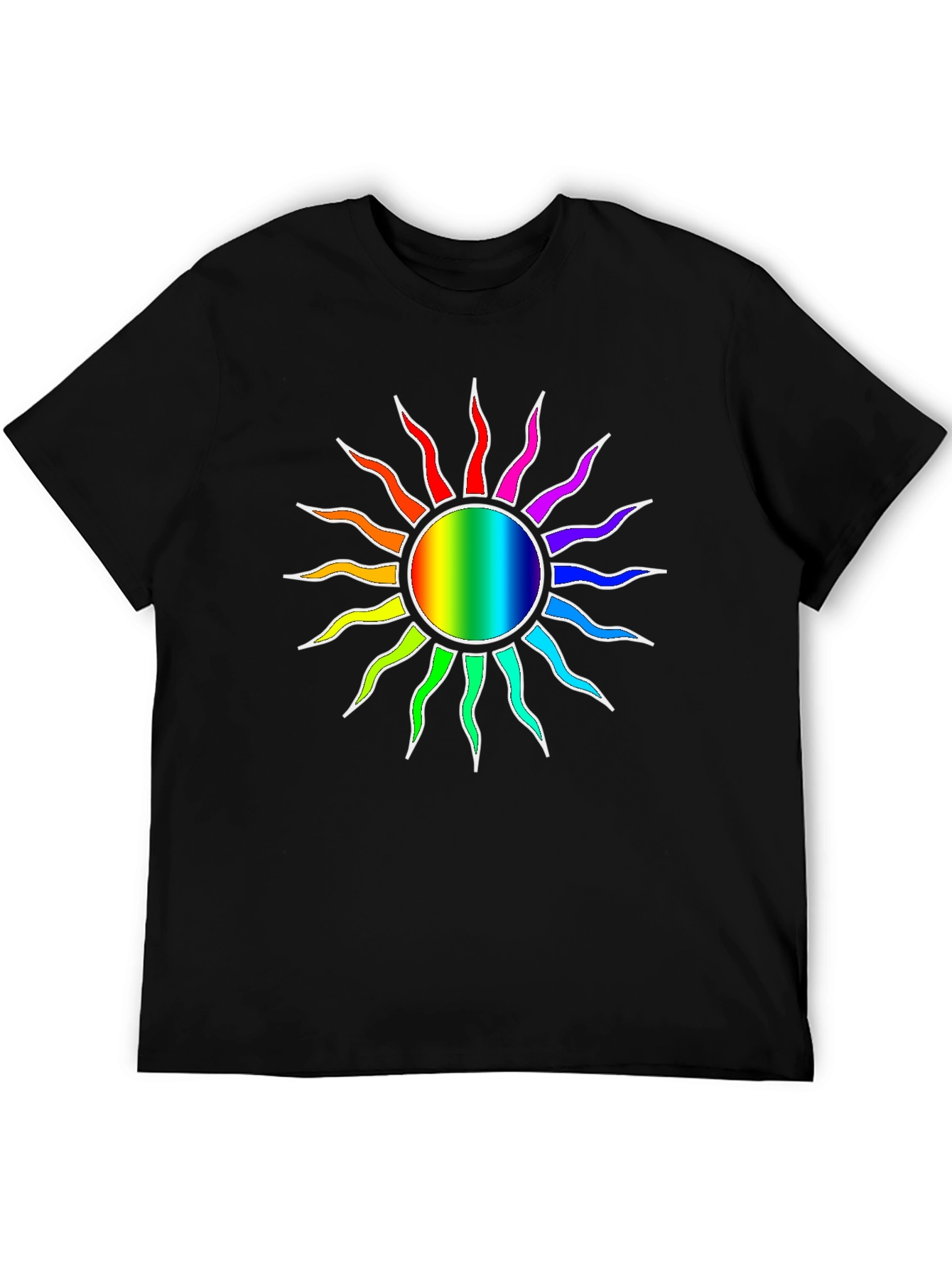 Rainbow Sun Graphic Black T-Shirt