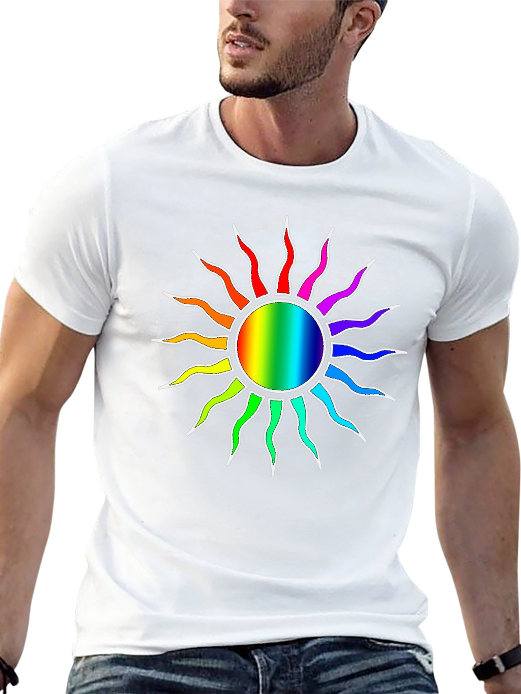 Rainbow Sun Graphic Black T-Shirt