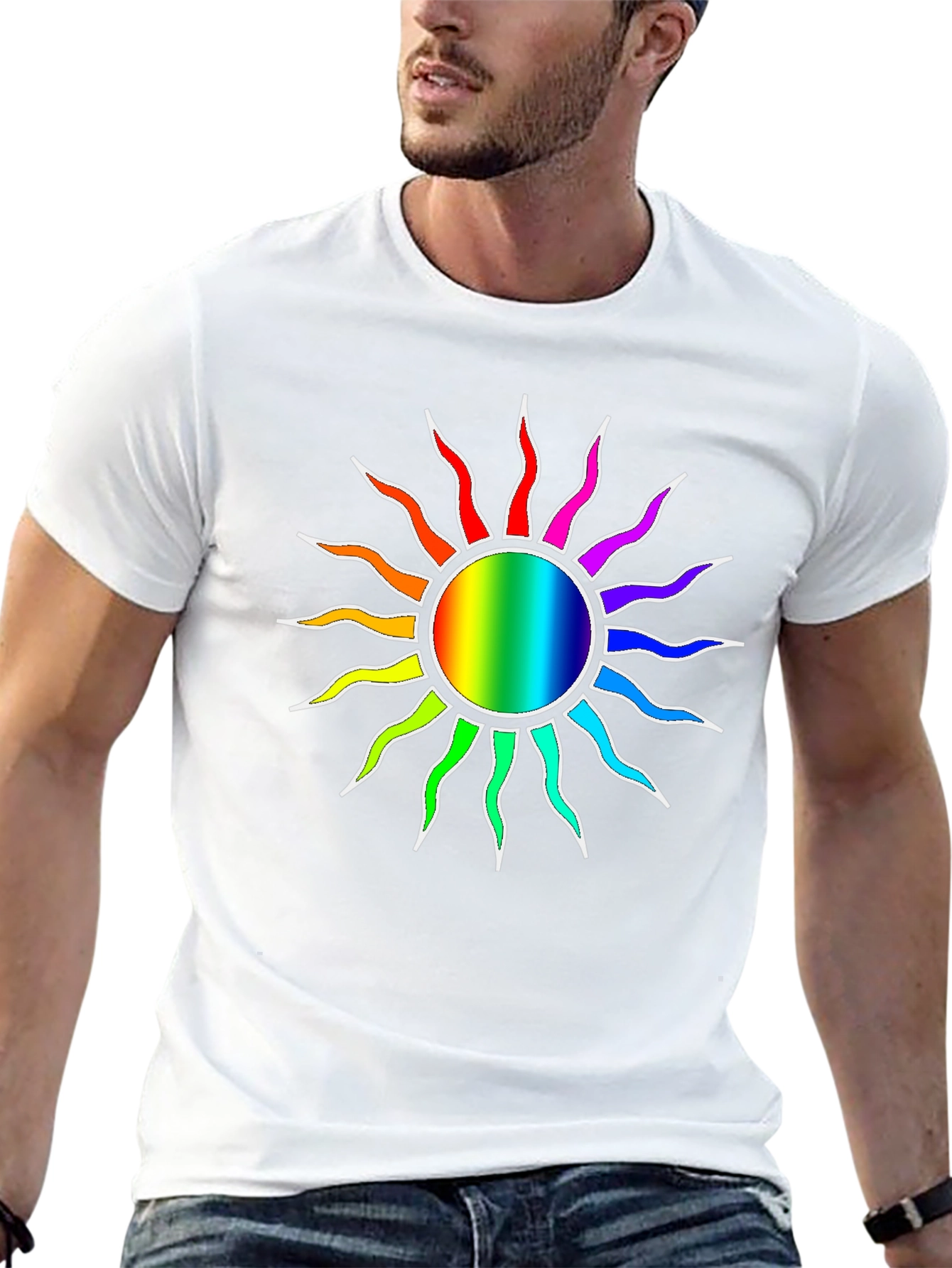 Rainbow Sun Graphic Black T-Shirt