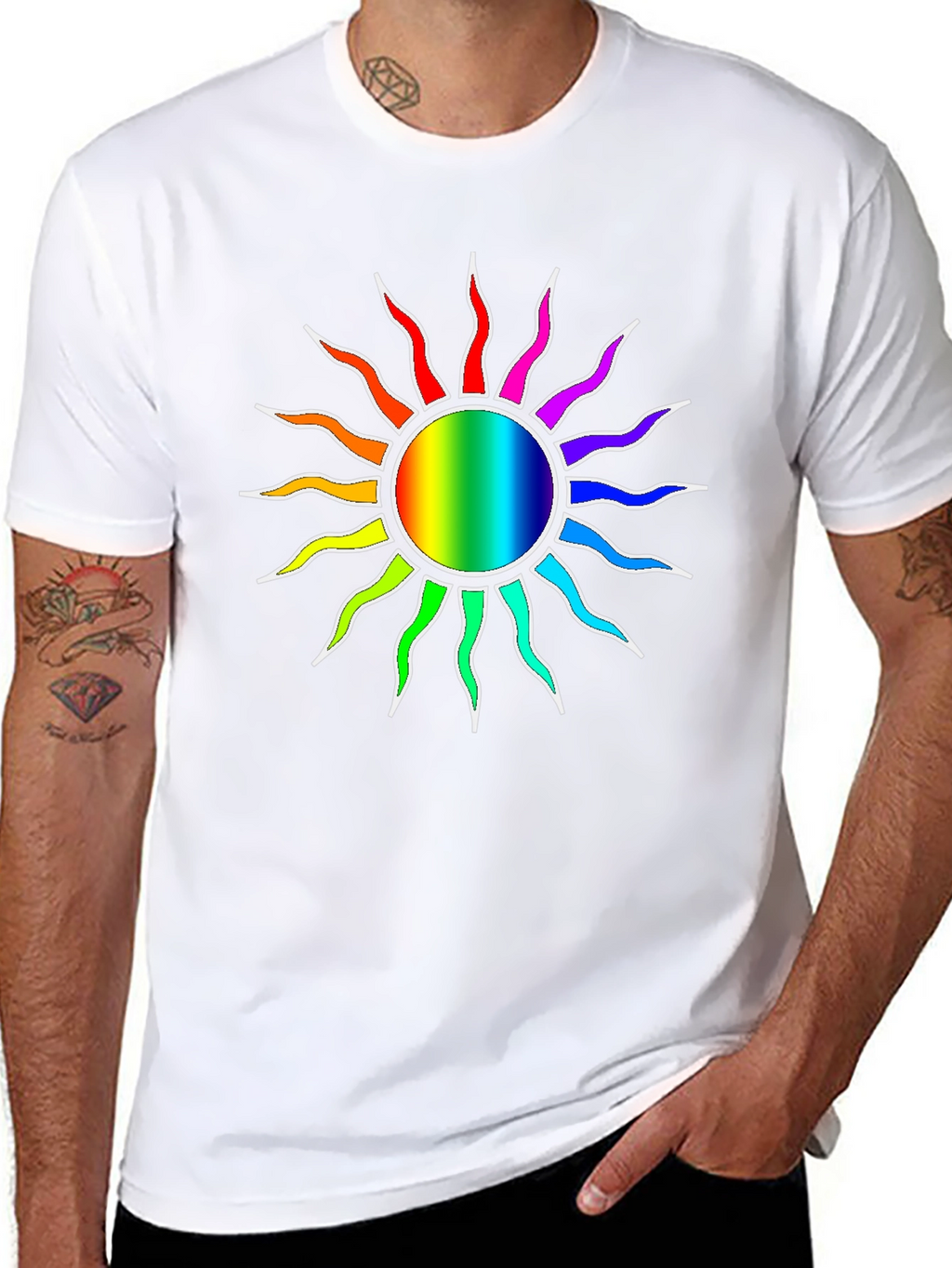 Rainbow Sun Graphic Black T-Shirt