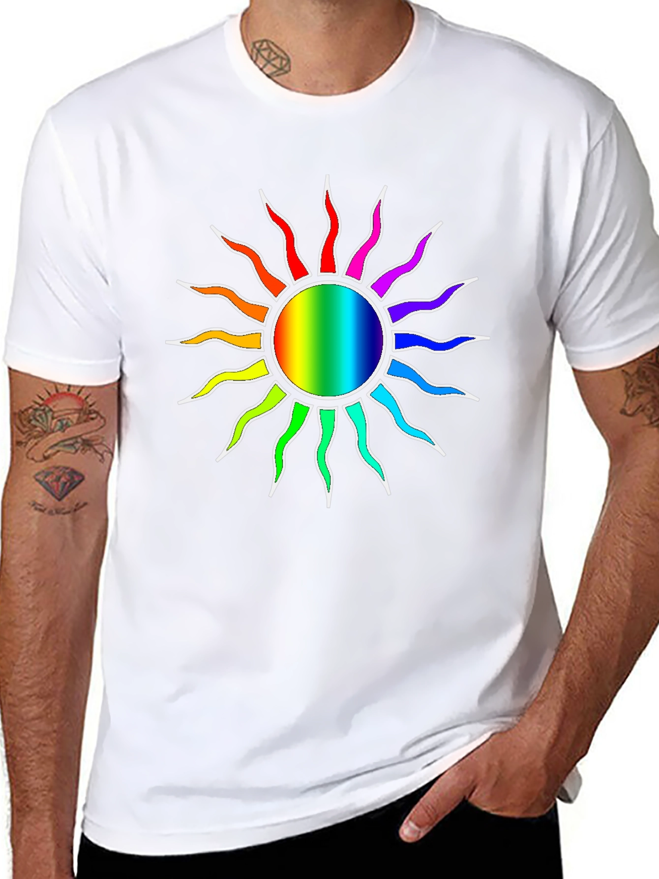 Rainbow Sun Graphic Black T-Shirt