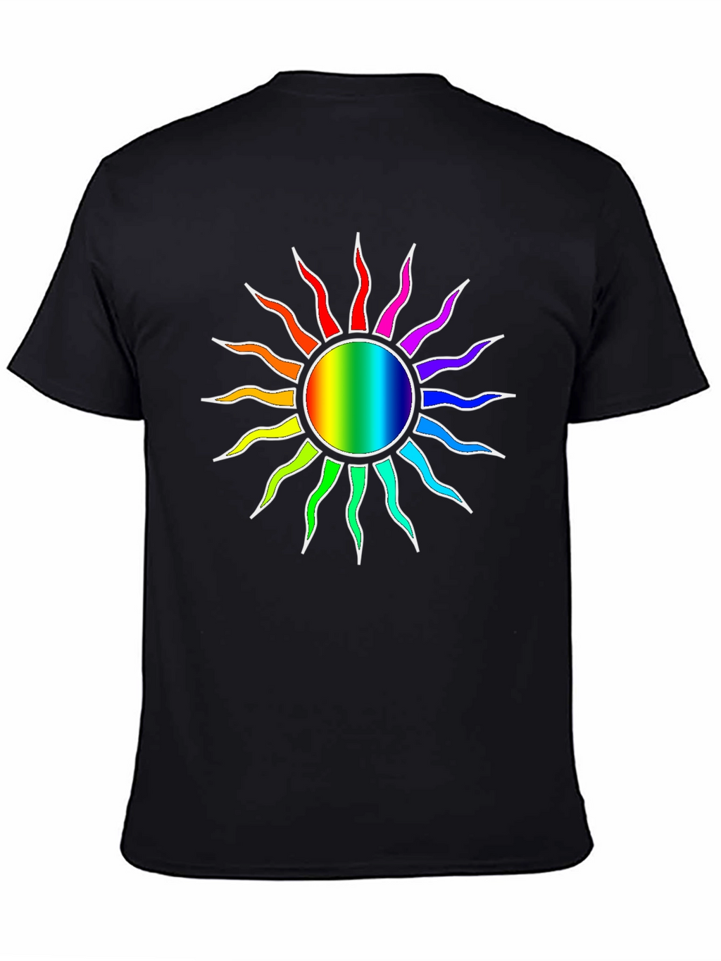 Rainbow Sun Graphic Black T-Shirt