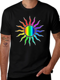 Rainbow Sun Graphic Black T-Shirt