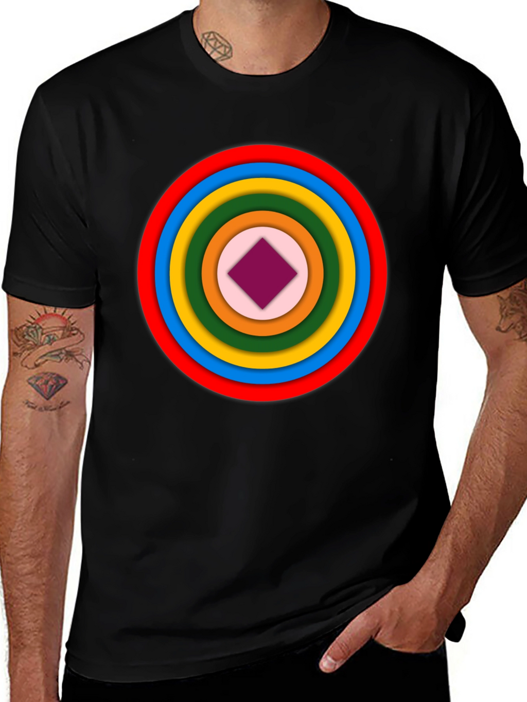 Geometric Circle Graphic Tee - Modern Style