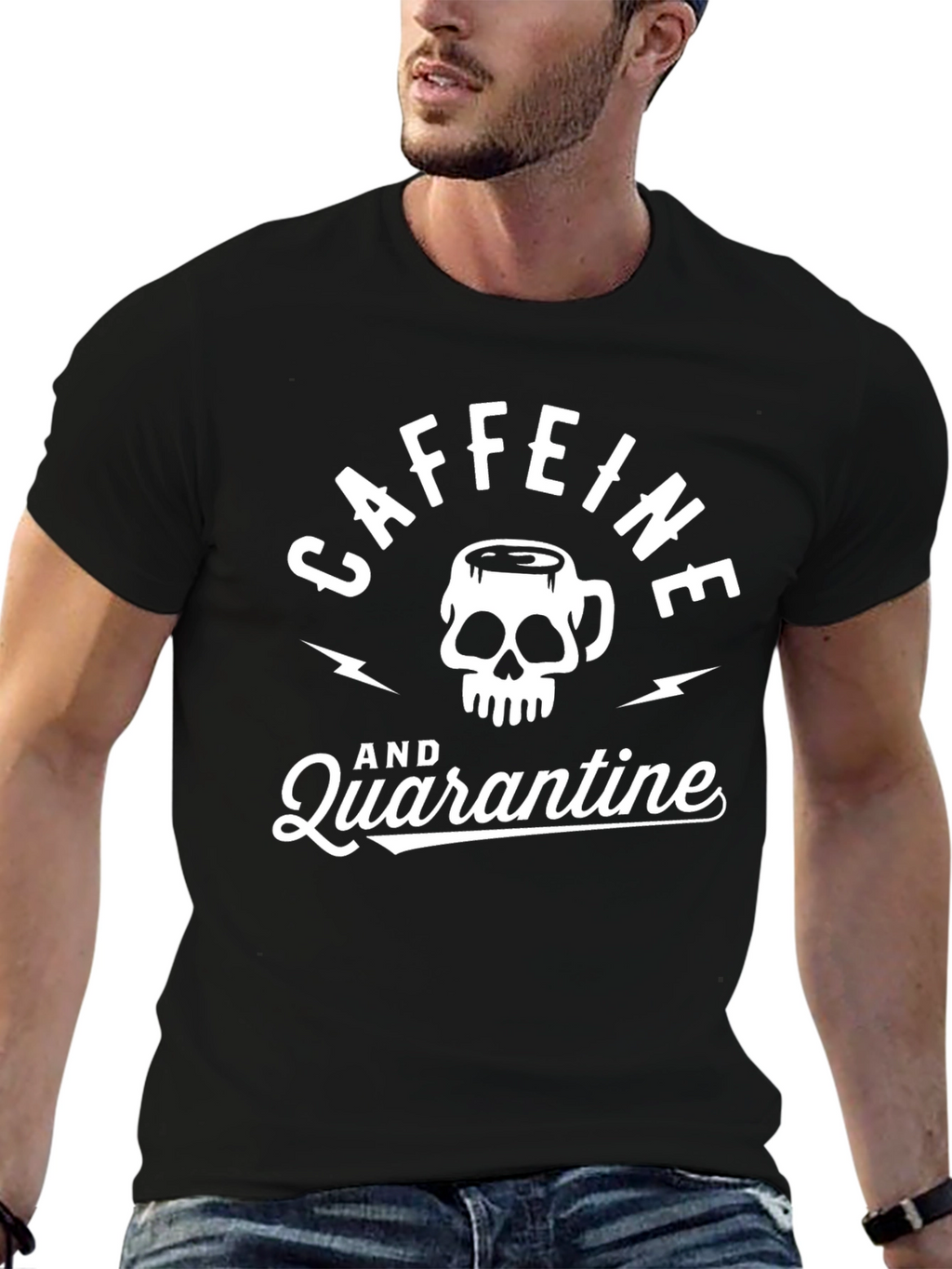 Caffeine & Quarantine Graphic Tee - Skull Design