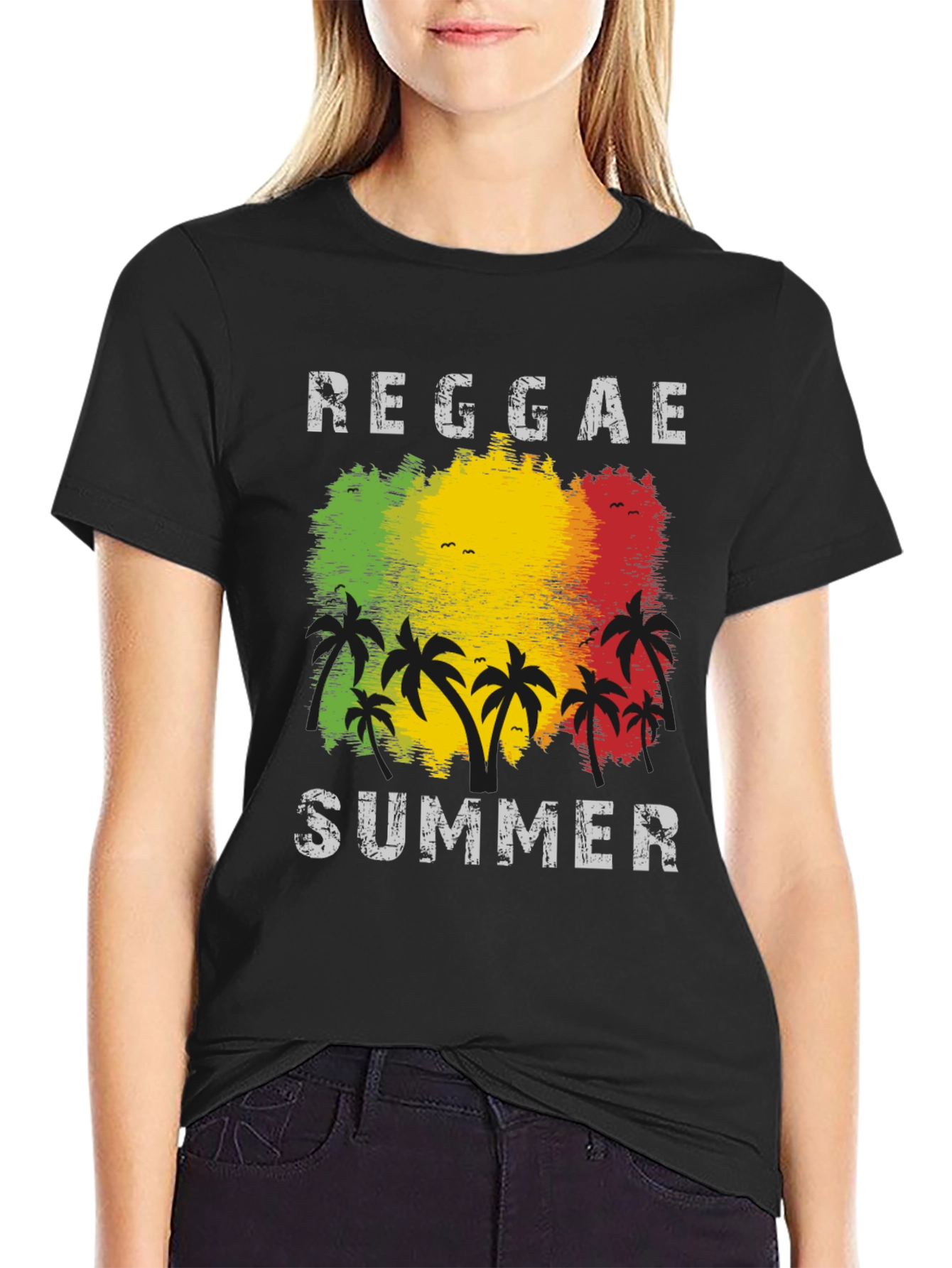Reggae Summer Palm Tree Graphic T-Shirt