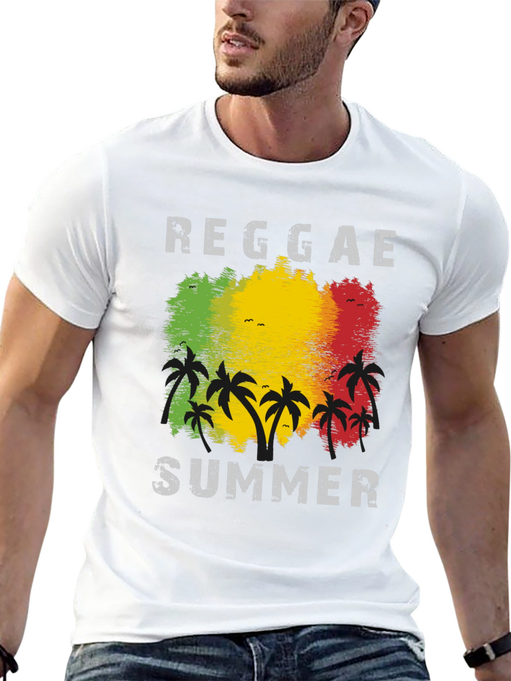 Reggae Summer Palm Tree Graphic T-Shirt