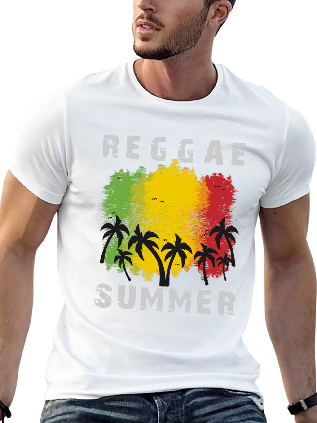 Reggae Summer Palm Tree Graphic T-Shirt