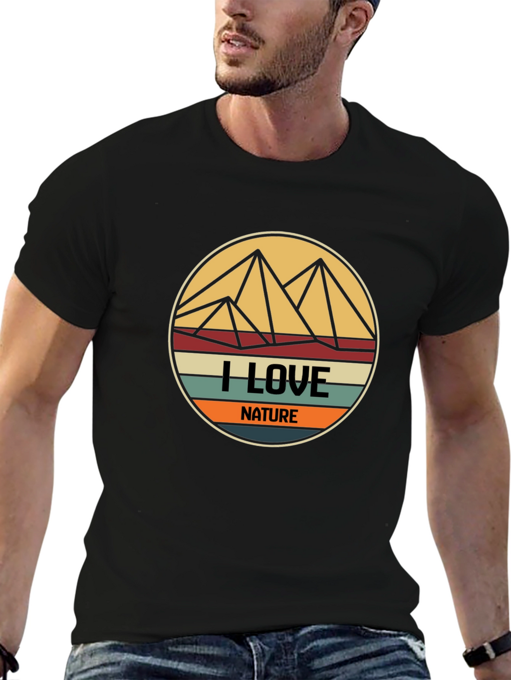 I Love Nature Graphic T-Shirt - Mens Black Tee
