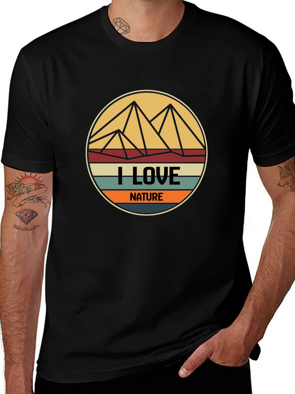 I Love Nature Graphic T-Shirt - Mens Black Tee