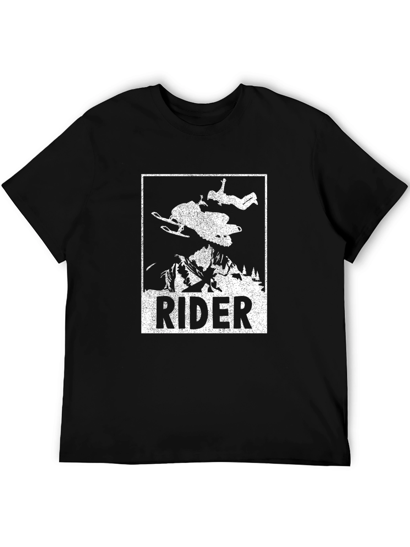 Rider Snowmobile Graphic Tee - Black Cotton T-Shirt