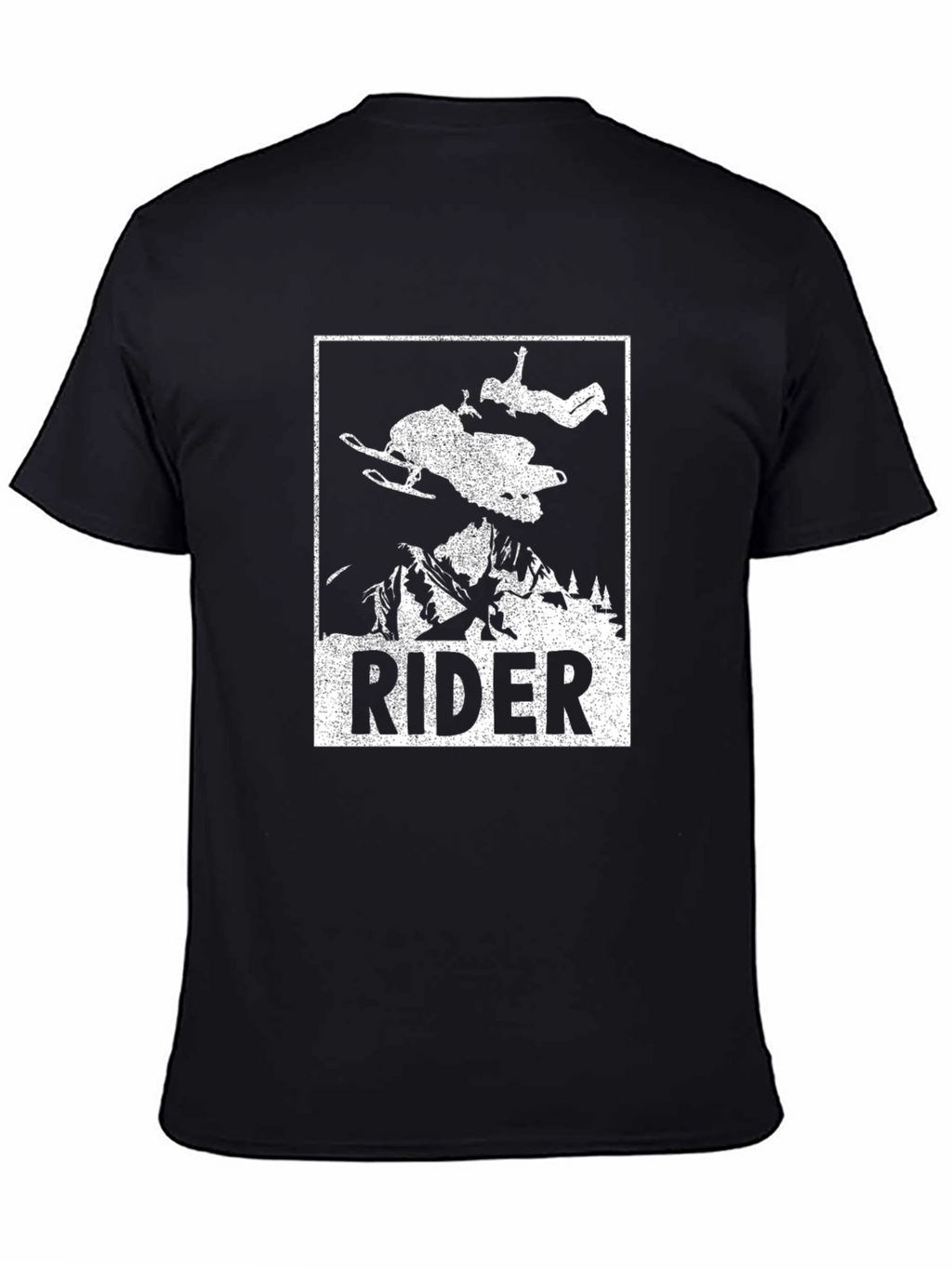 Rider Snowmobile Graphic Tee - Black Cotton T-Shirt