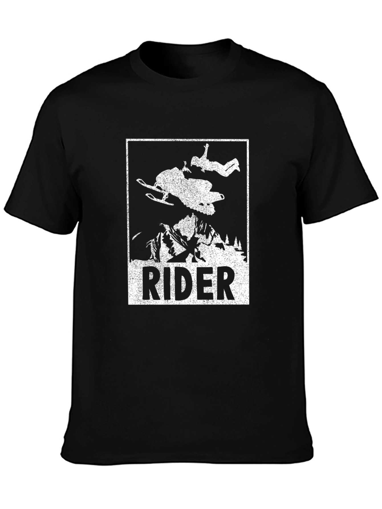 Rider Snowmobile Graphic Tee - Black Cotton T-Shirt