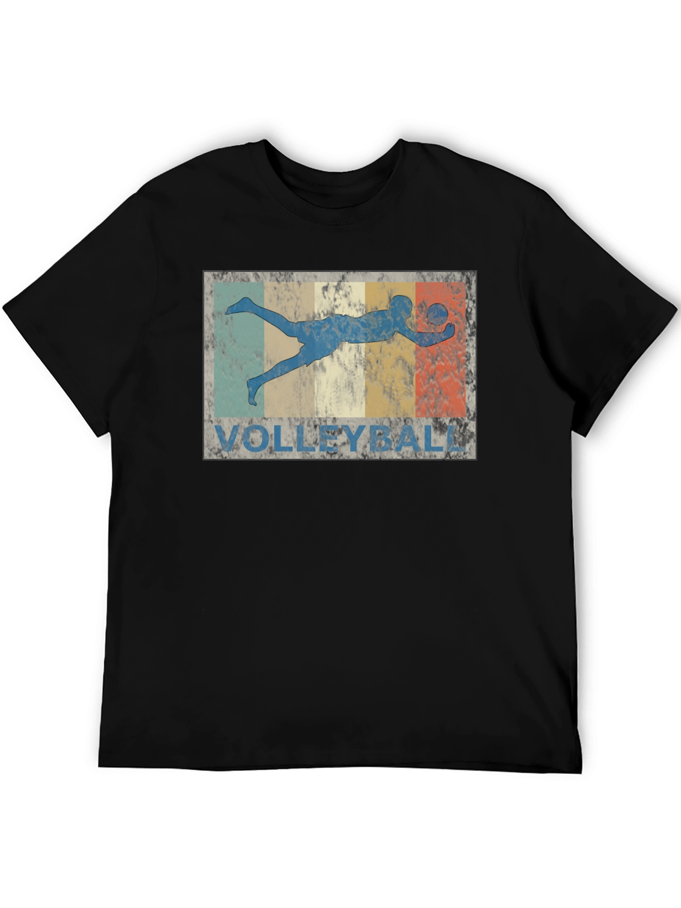 Vintage Volleyball Player Graphic T-Shirt - Black