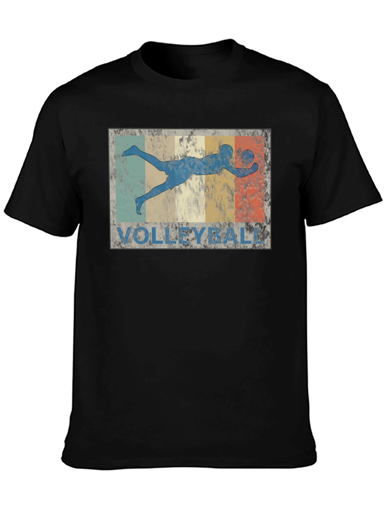 Vintage Volleyball Player Graphic T-Shirt - Black