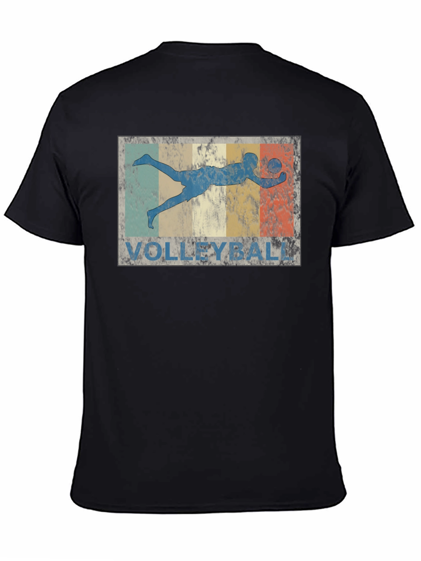 Vintage Volleyball Player Graphic T-Shirt - Black