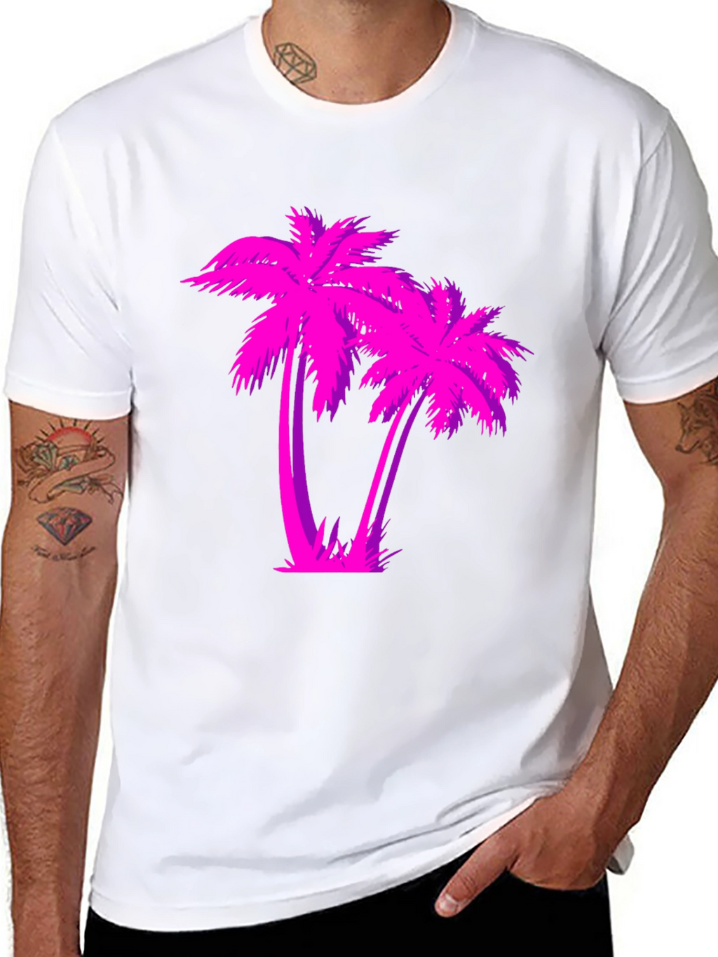 Retro Palm Tree Graphic T-Shirt - Black