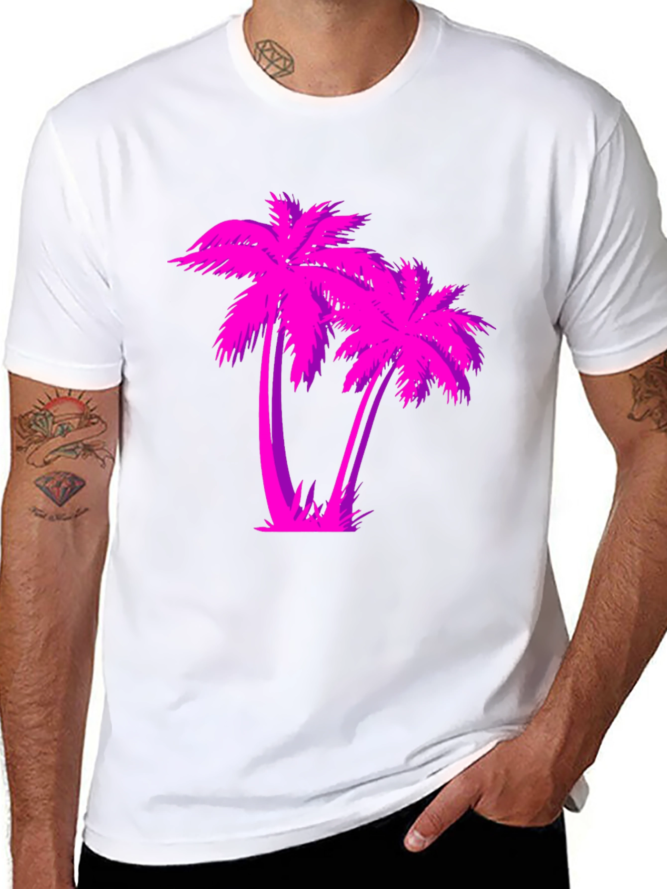 Retro Palm Tree Graphic T-Shirt - Black