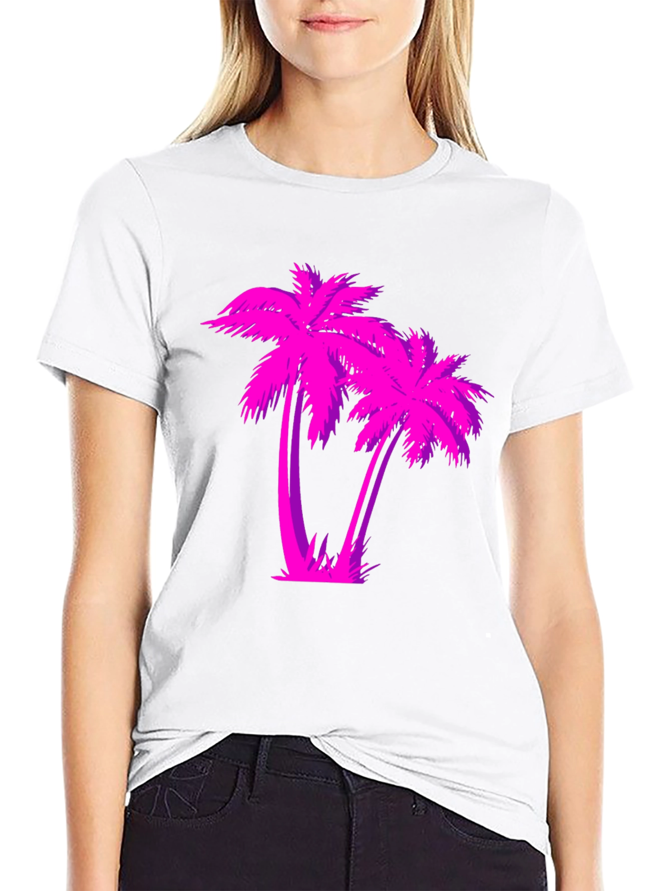 Retro Palm Tree Graphic T-Shirt - Black