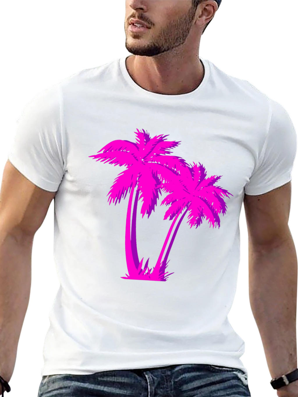 Retro Palm Tree Graphic T-Shirt - Black