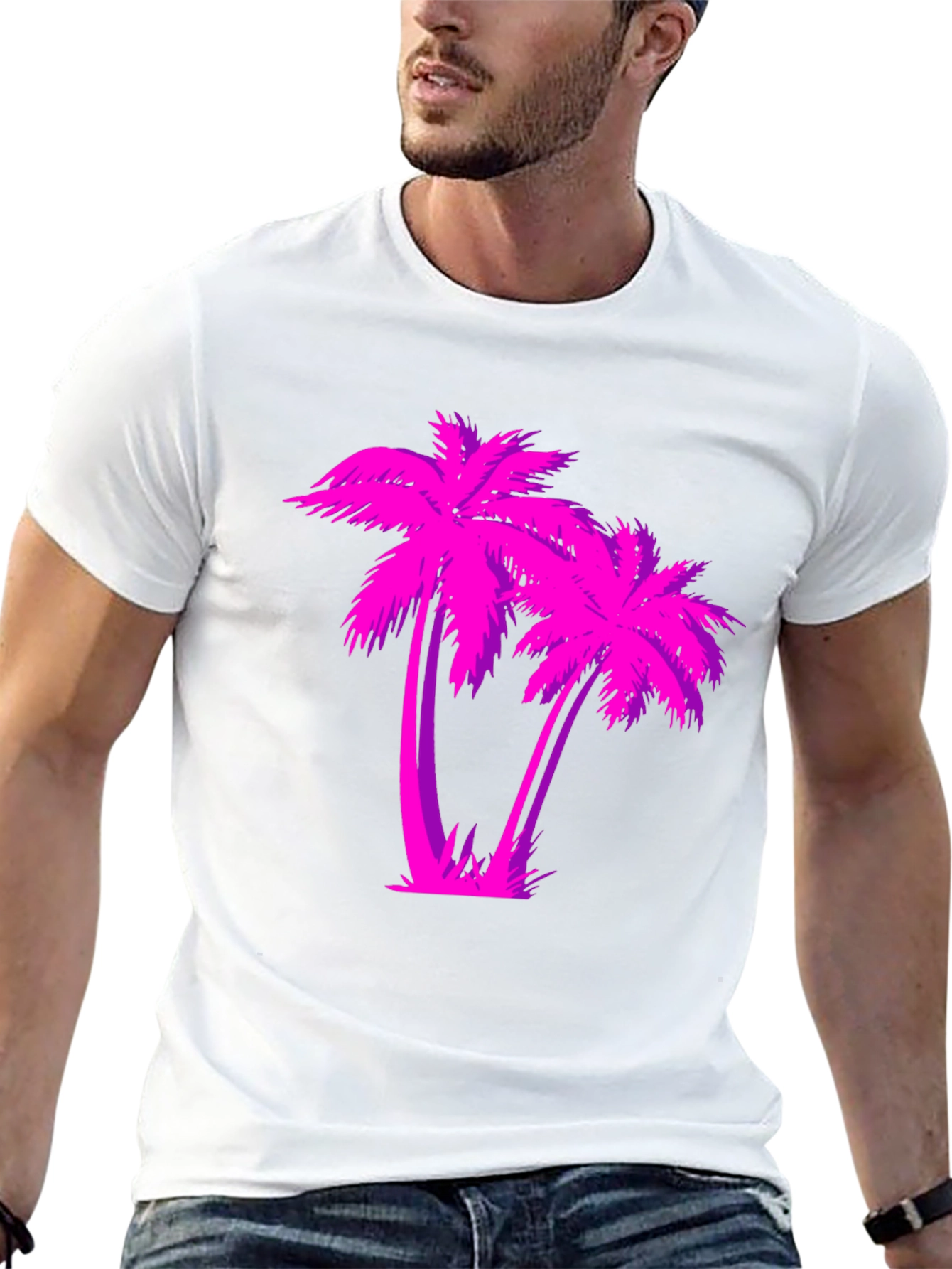 Retro Palm Tree Graphic T-Shirt - Black