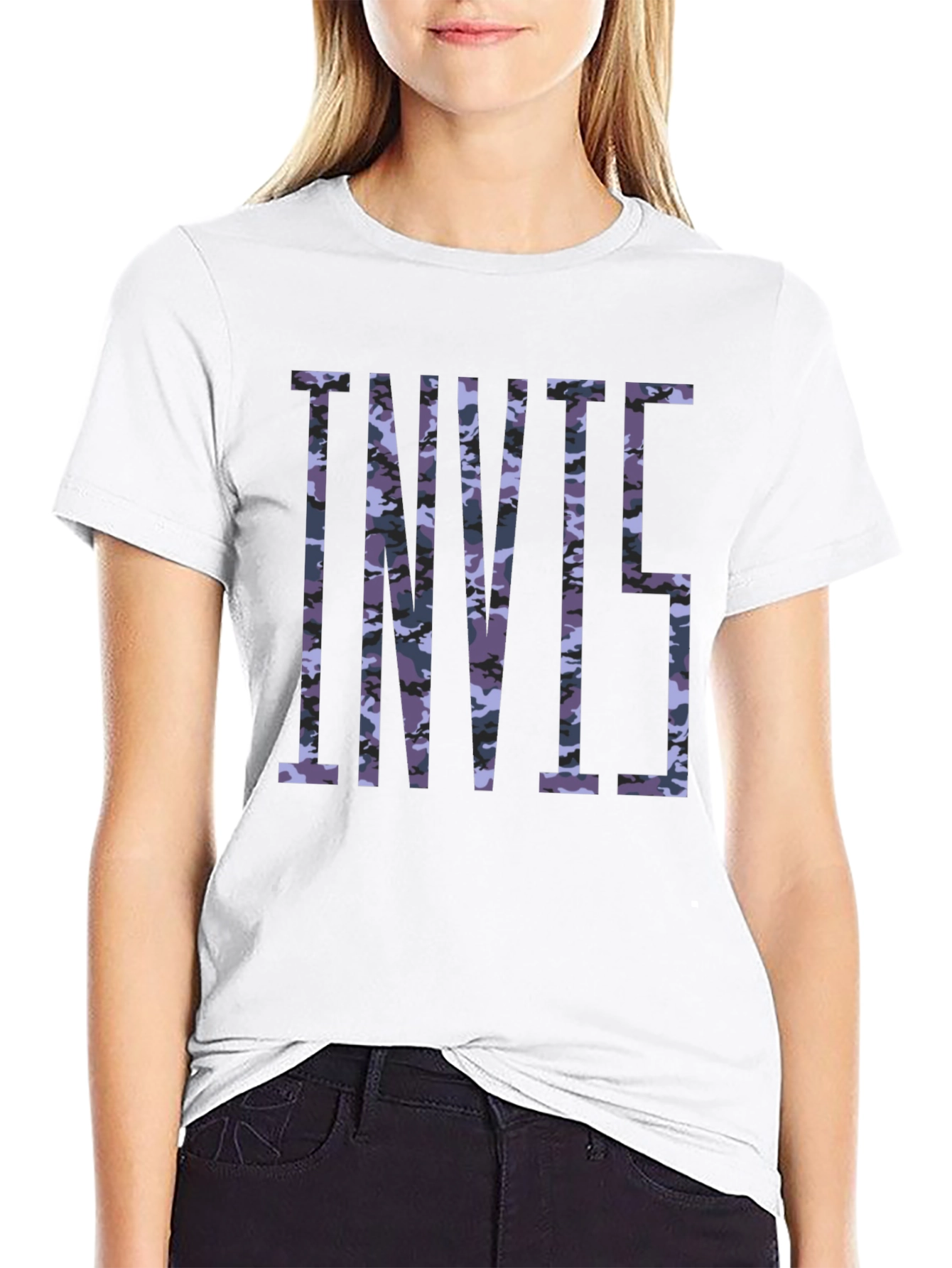 Camouflage Print Black T-Shirt