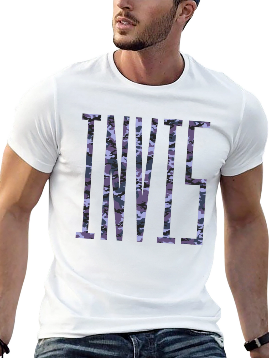 Camouflage Print Black T-Shirt