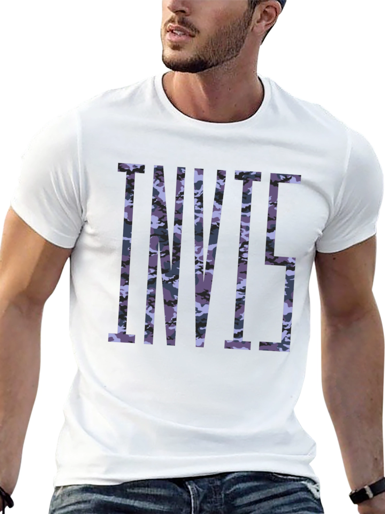 Camouflage Print Black T-Shirt