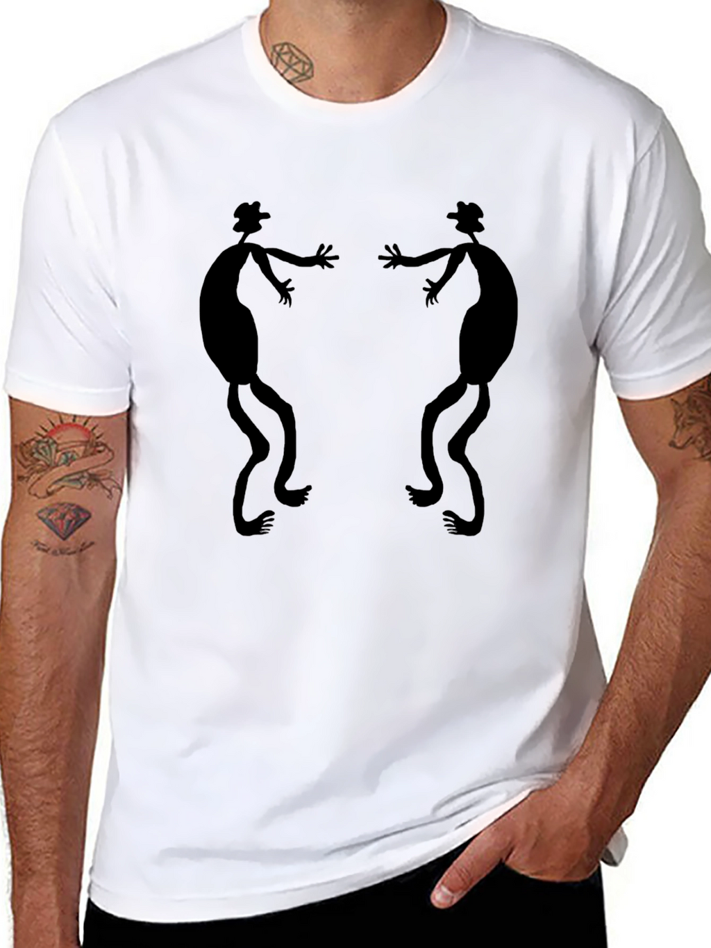 Stylized Stick Figure Black Graphic Tee