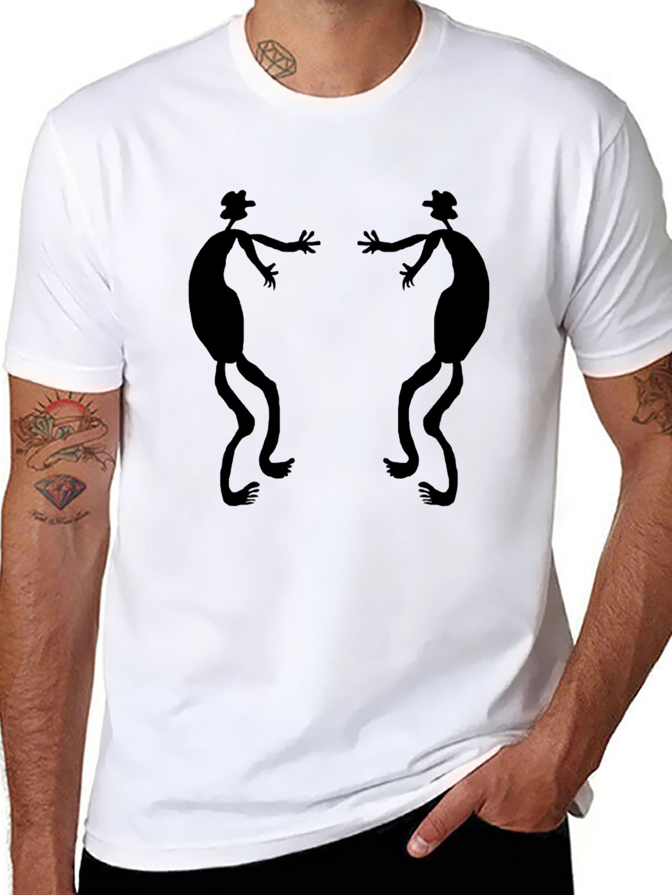 Stylized Stick Figure Black Graphic Tee