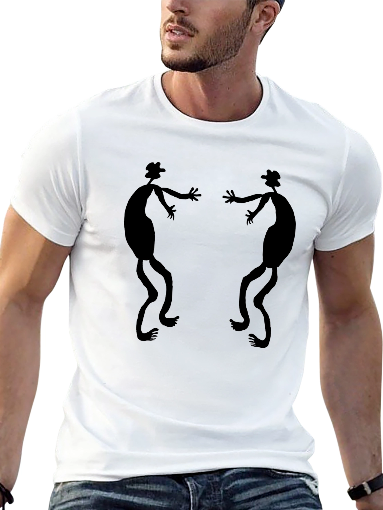 Stylized Stick Figure Black Graphic Tee
