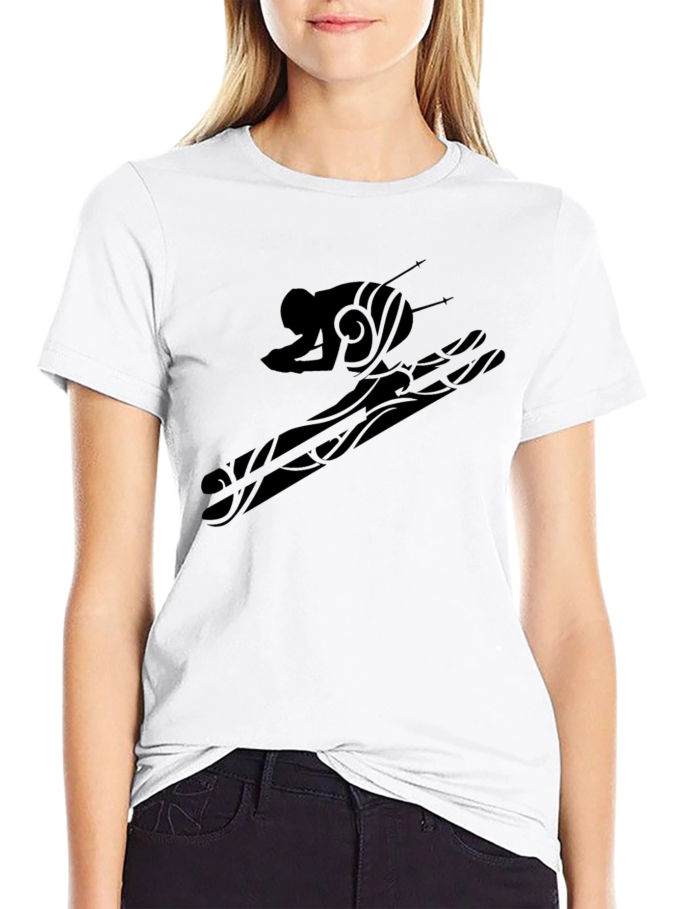 Black Skiing Graphic Tee - Stylish & Comfortable