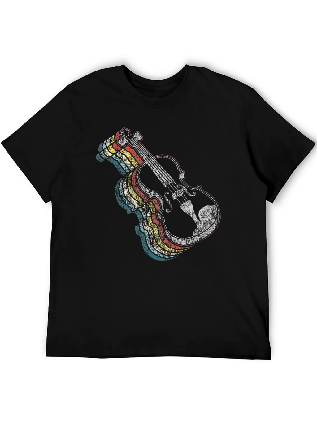 Retro Violin Graphic Tee - Music Lovers Black T-Shirt