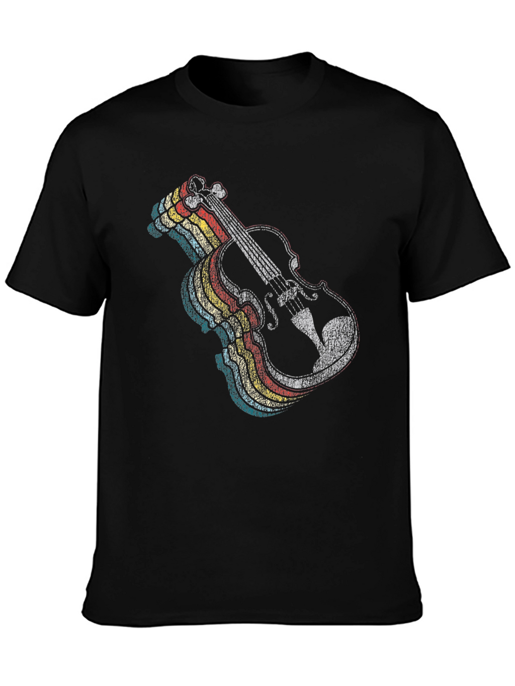 Retro Violin Graphic Tee - Music Lovers Black T-Shirt