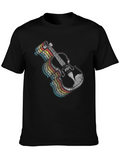 Retro Violin Graphic Tee - Music Lovers Black T-Shirt