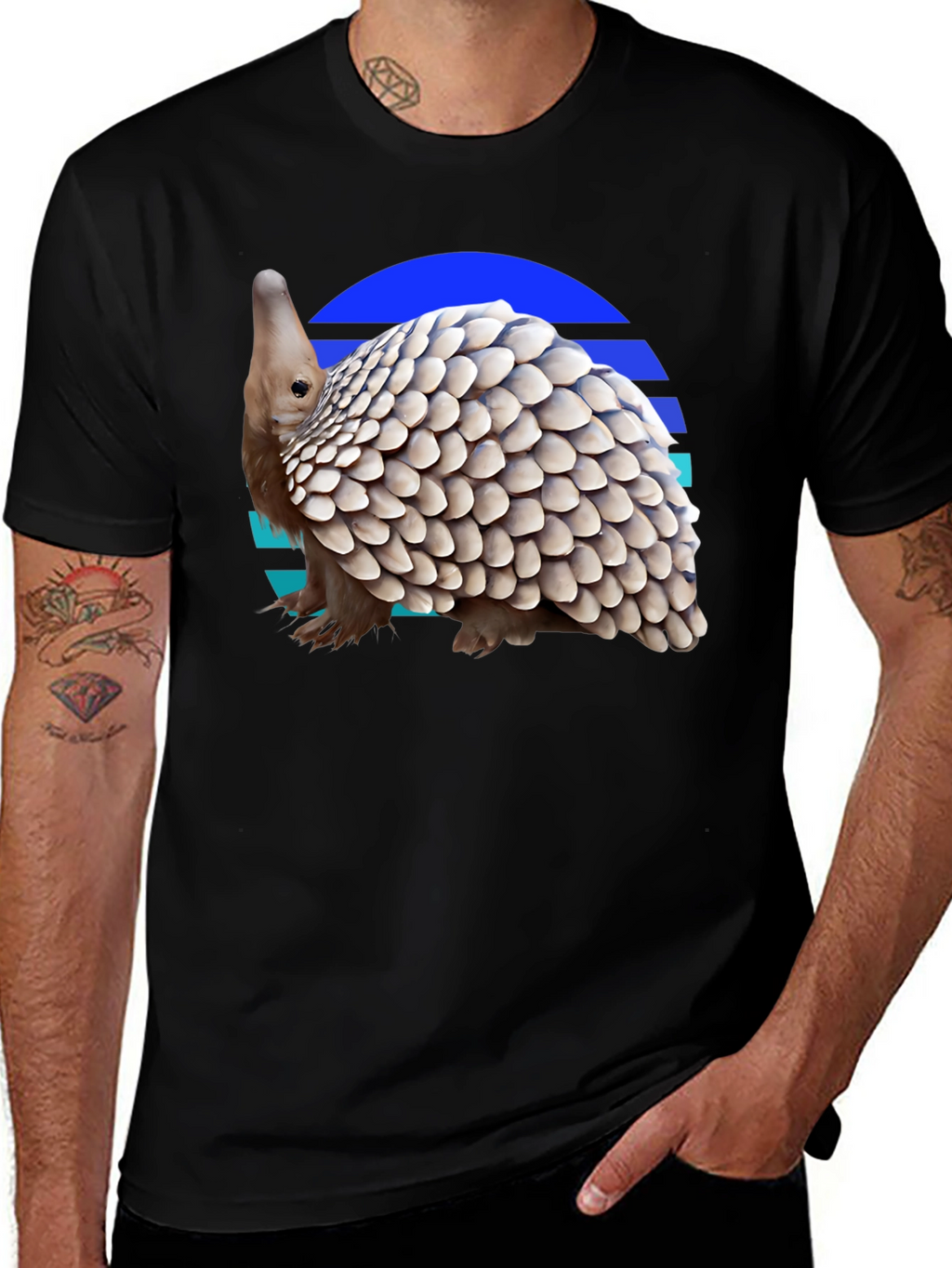 Retro Pangolin Tee - Unique Graphic T-Shirt