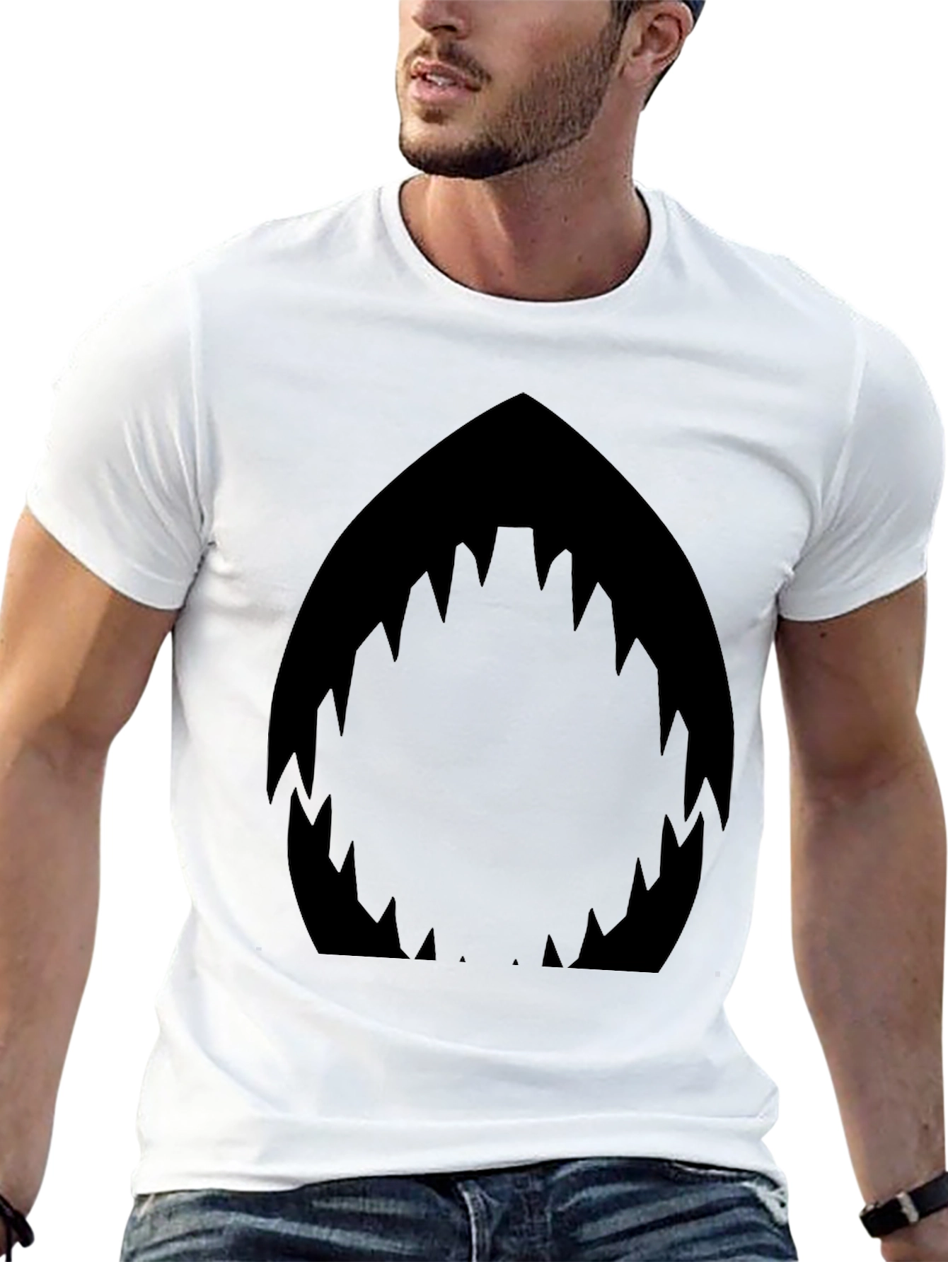 Shark Mouth Graphic Black T-Shirt - Mens Fashion