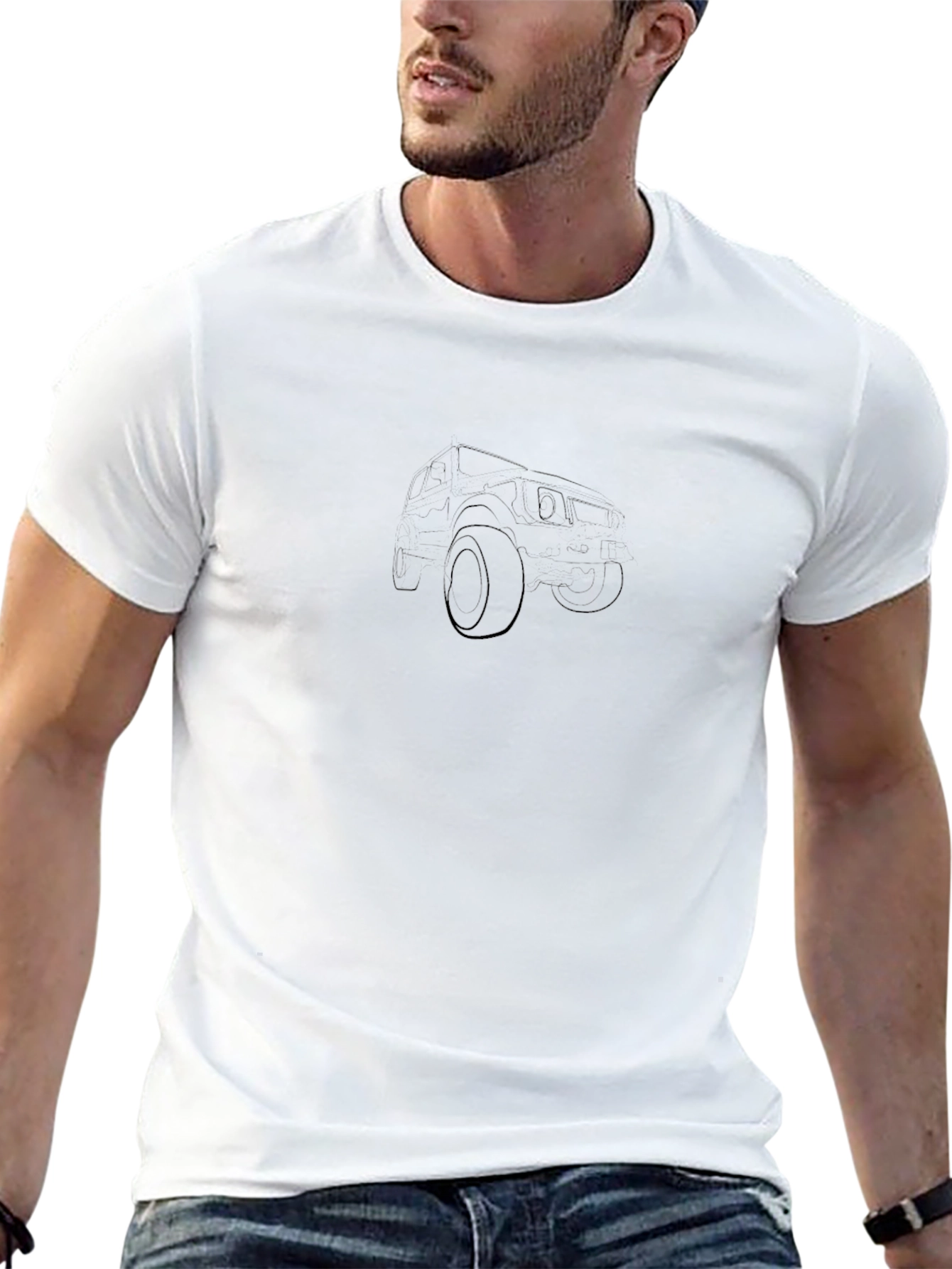 Classic Black T-Shirt with Minimalist Car Design