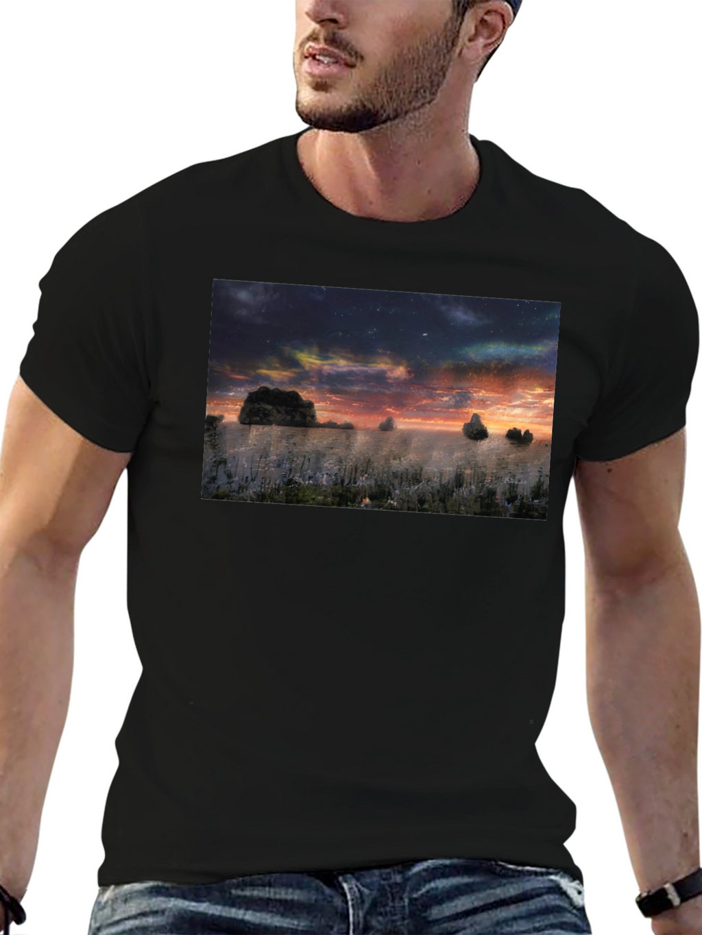 Sunset Landscape Graphic T-Shirt - Soft Cotton Blend