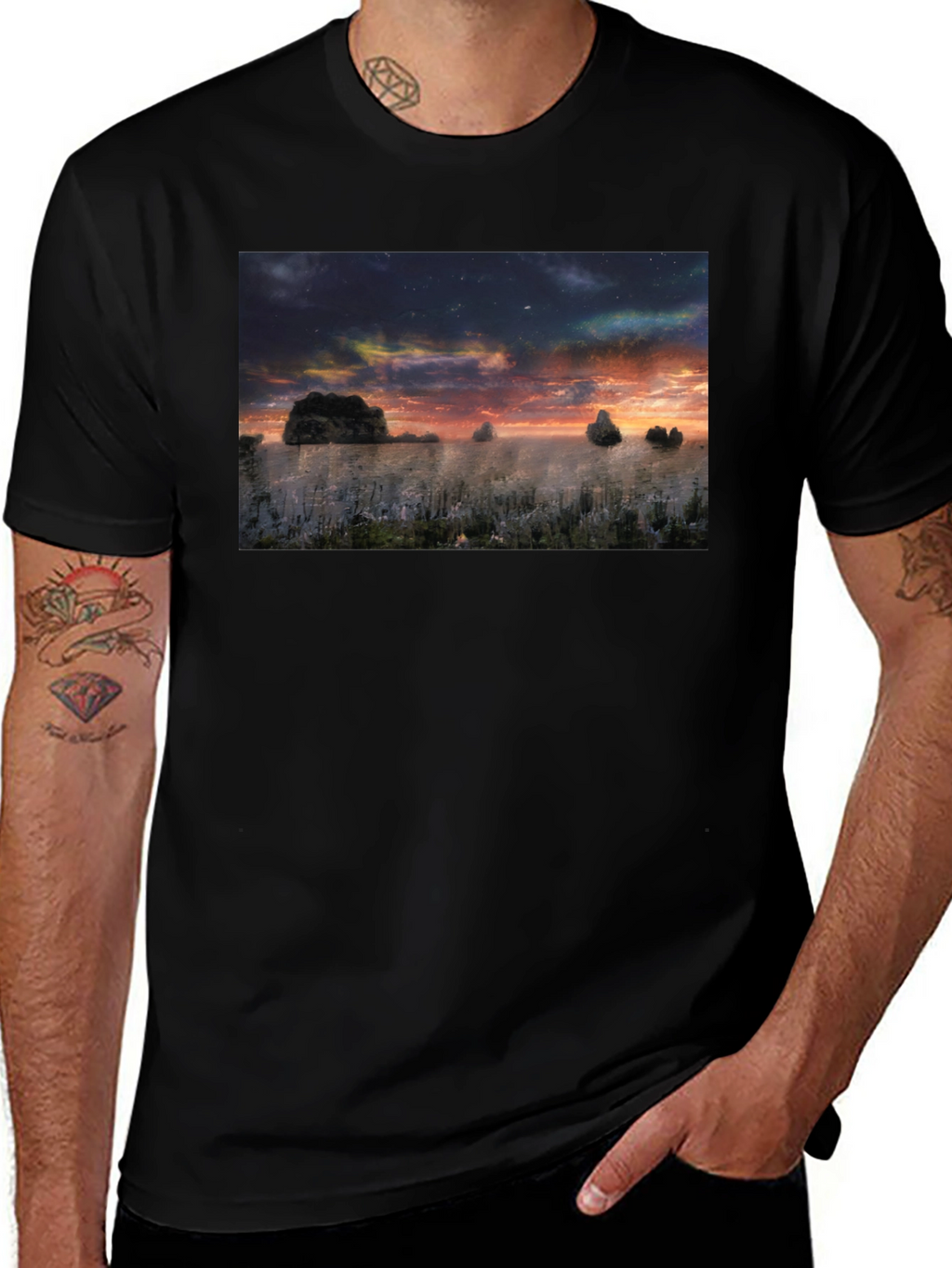 Sunset Landscape Graphic T-Shirt - Soft Cotton Blend