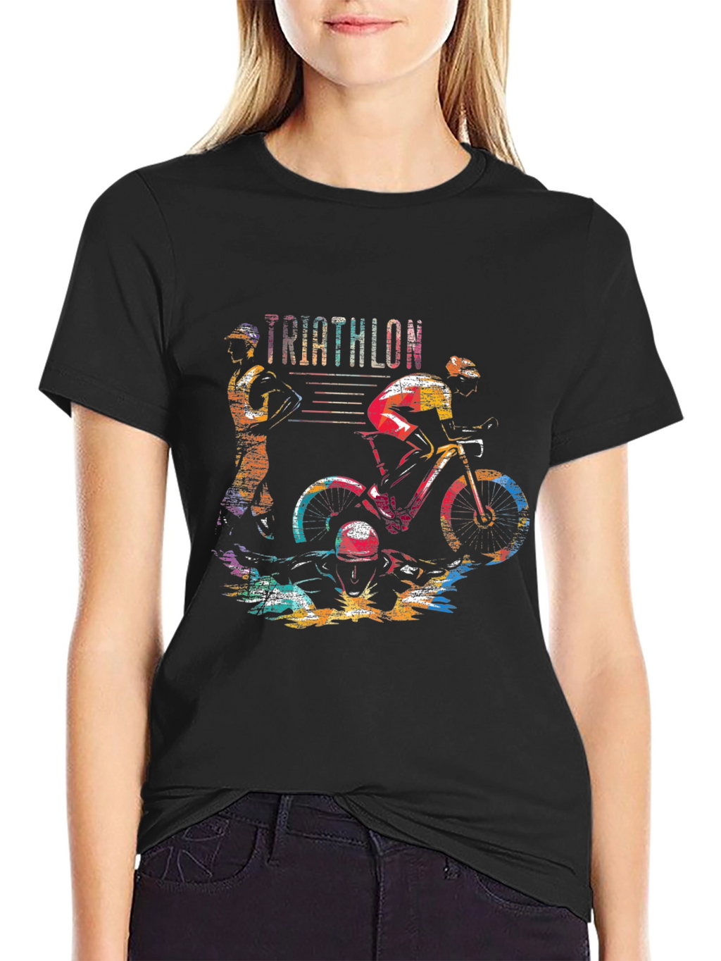 Triathlon Graphic Tee - Sporty Black T-Shirt