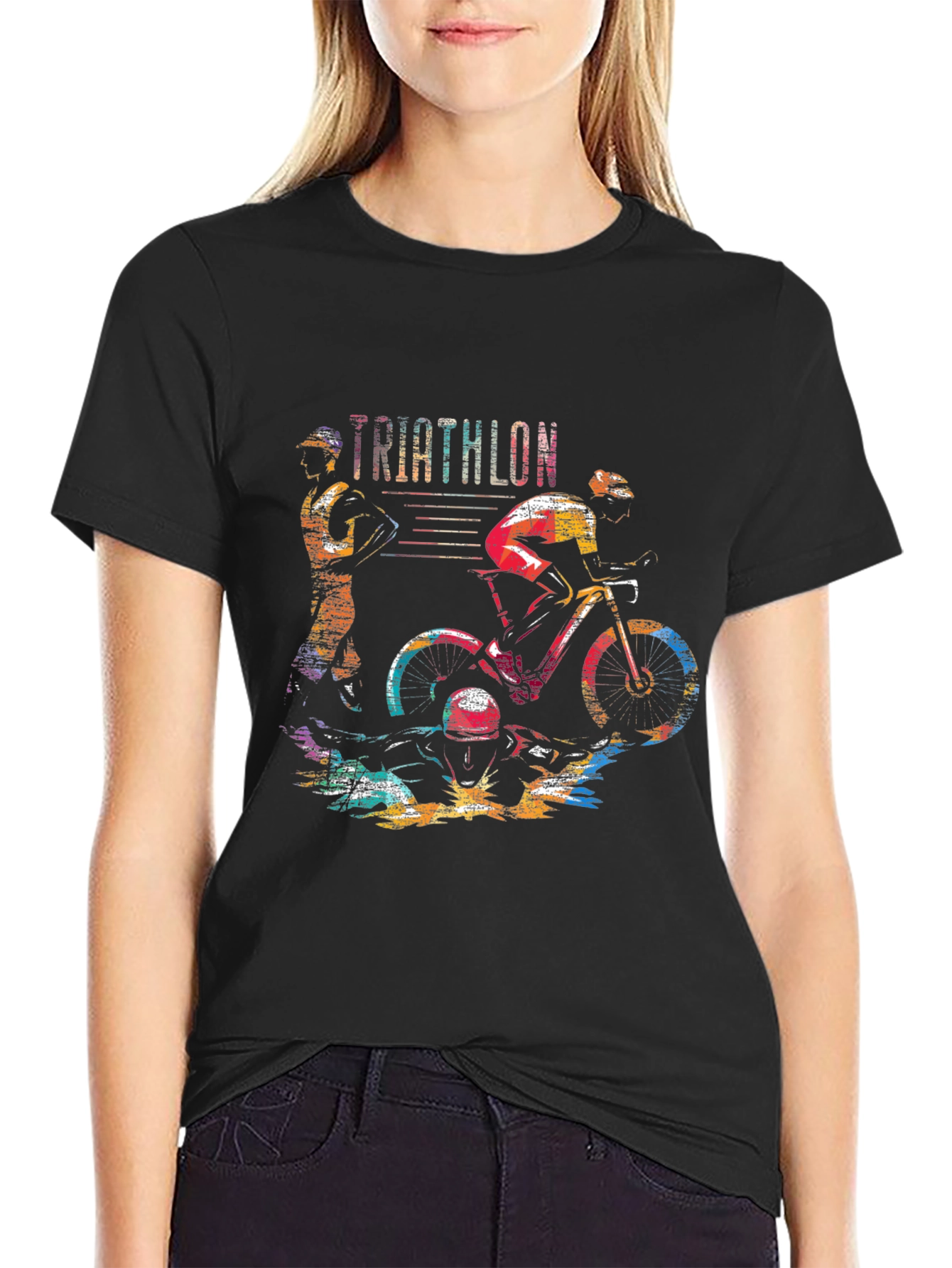 Triathlon Graphic Tee - Sporty Black T-Shirt