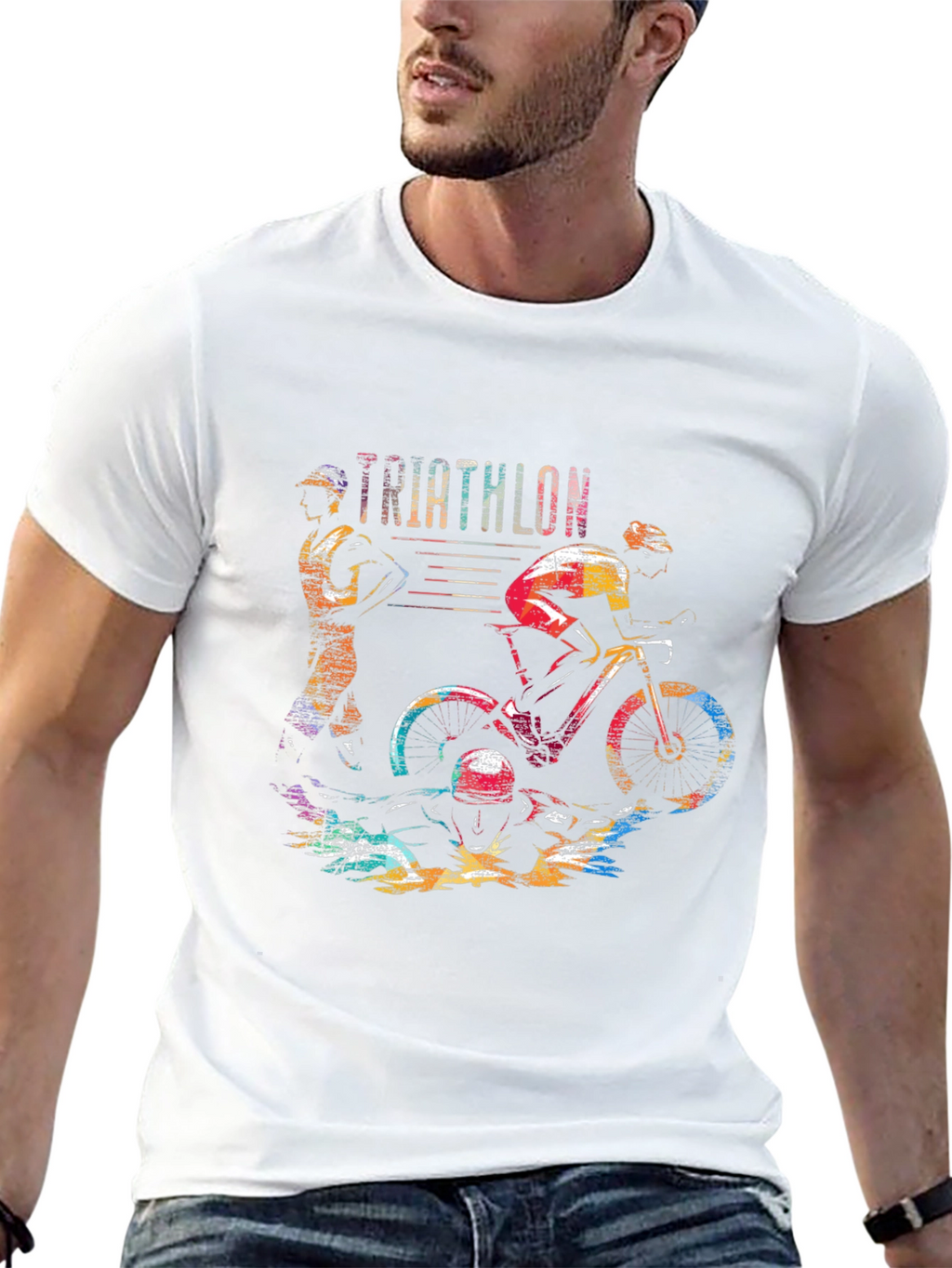 Triathlon Graphic Tee - Sporty Black T-Shirt