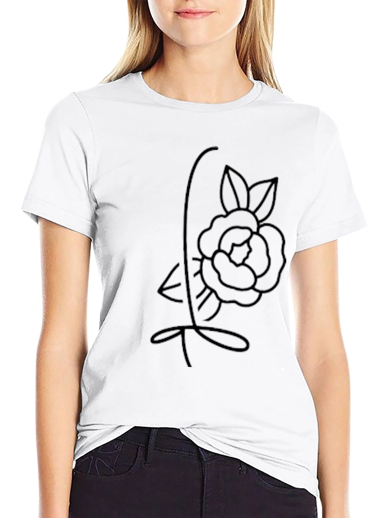 Minimalist Rose Graphic Tee - Unisex Black T-Shirt