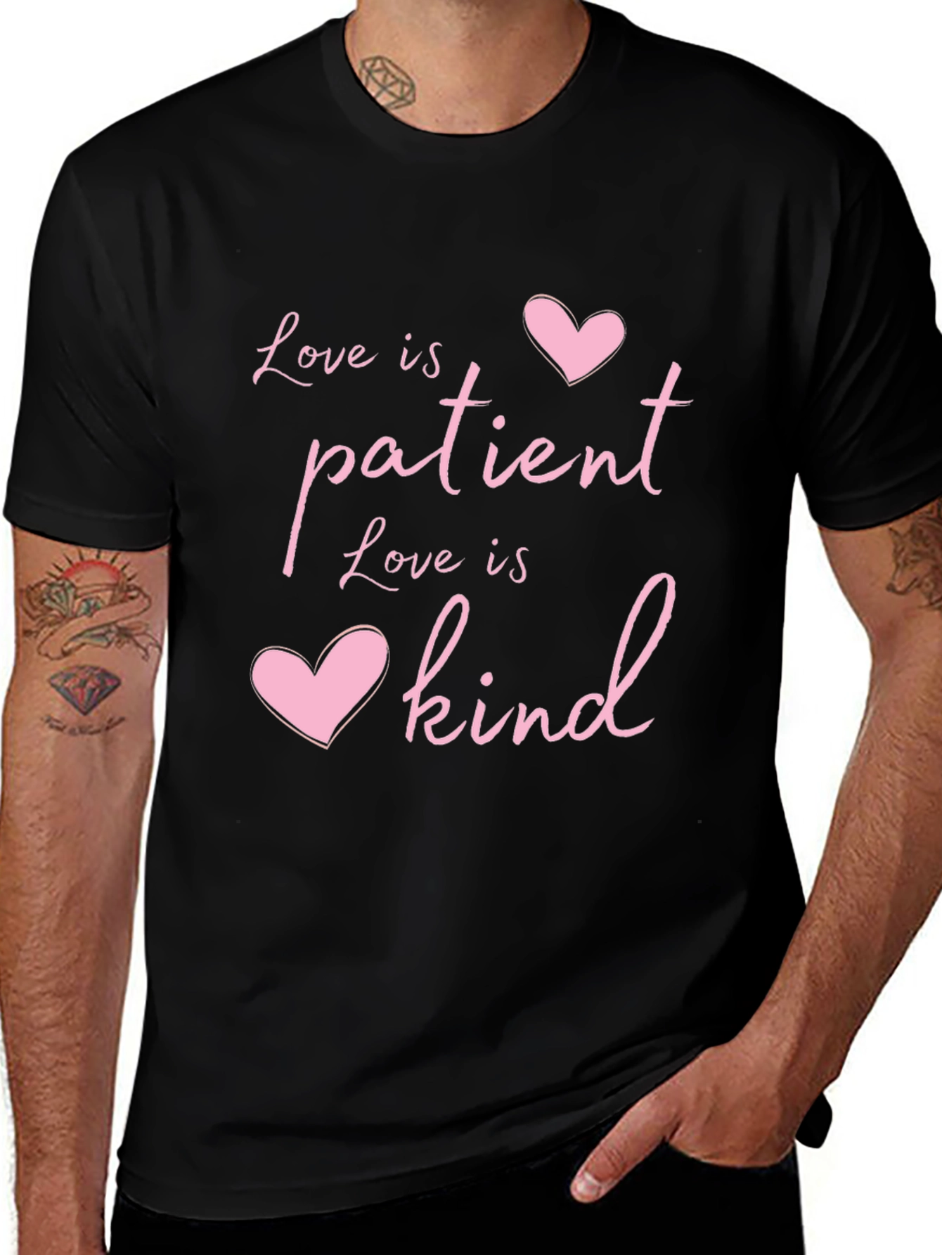 Love Is Patient Kind Heart T-Shirt - Black
