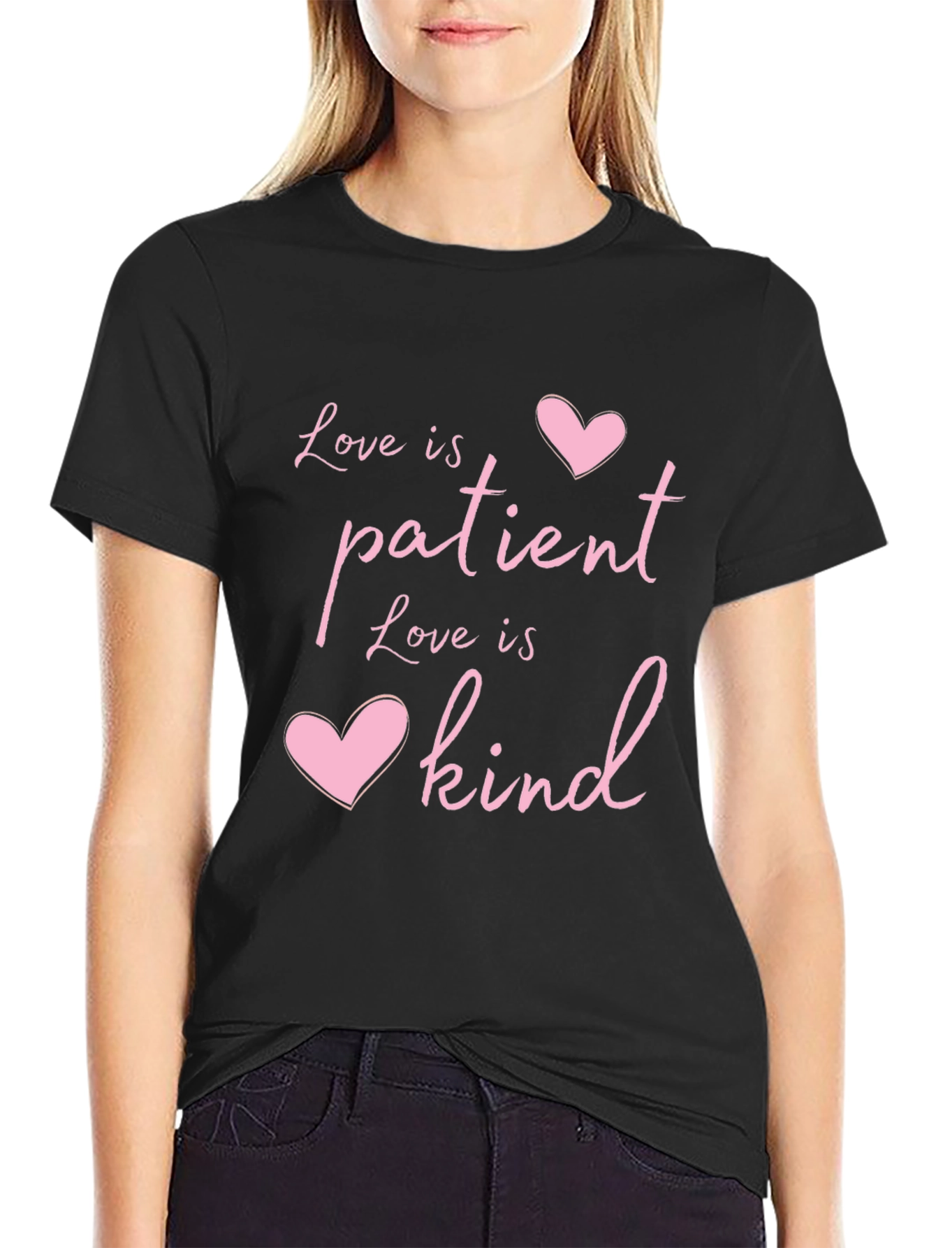 Love Is Patient Kind Heart T-Shirt - Black
